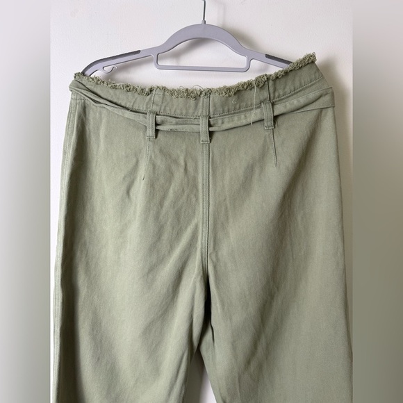 Anthropologie Current Air tie waist wide leg cropped chino size large. - Picture 2 of 10